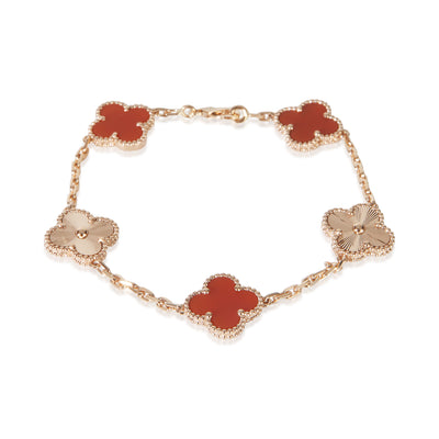 Van Cleef & Arpels Rose Gold Carnelian Vintage Alhambra Bracelet fv