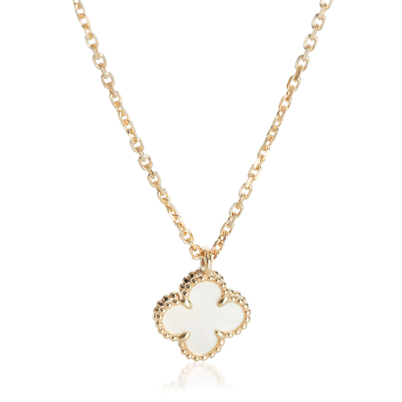 Van Cleef & Arpels Yellow Gold Mother Of Pearl Sweet Alhambra Pendant fv