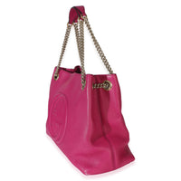 Gucci Pink Pebbled Calfskin Medium Soho Chain Shoulder Bag Handbag 2