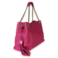 Gucci Pink Pebbled Calfskin Medium Soho Chain Shoulder Bag Handbag 3