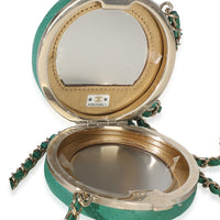 Chanel Green White Quilted Lambskin Enamel Round Poker Chip Clutch With Chain Handbag 8