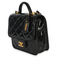 Chanel Black Quilted Patent School Memory Mini Top Handle Flap Bag Handbag 2
