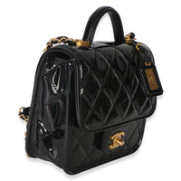 Chanel Black Quilted Patent School Memory Mini Top Handle Flap Bag Handbag 3