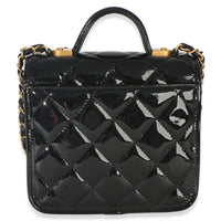 Chanel Black Quilted Patent School Memory Mini Top Handle Flap Bag Handbag 4
