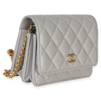 Chanel Grey Quilted Lambskin Jeweled Mini Wallet On Chain Handbag 3