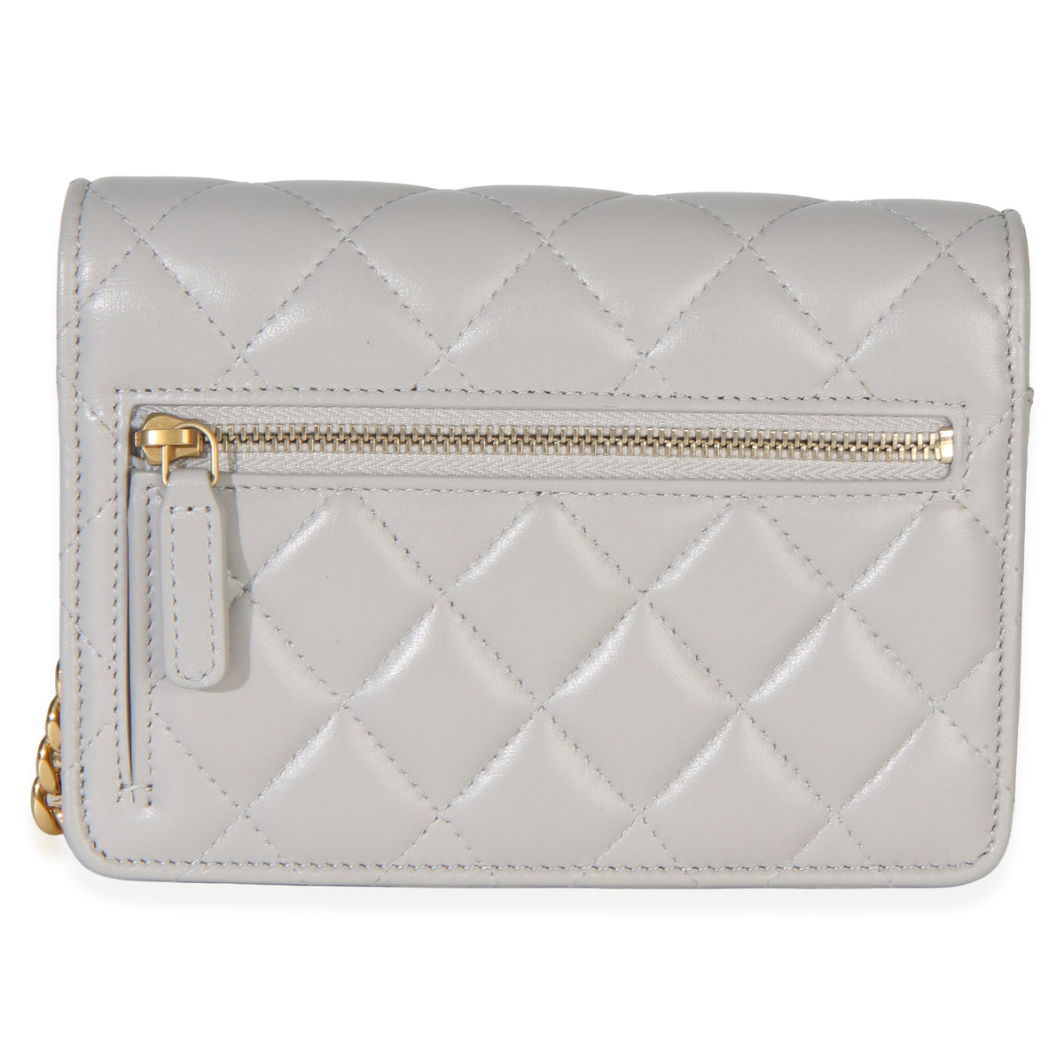 Chanel Grey Quilted Lambskin Jeweled Mini Wallet On Chain Handbag 4