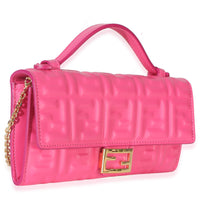 Fendi Pink Nappa Matisse FF Embossed Baguette Continental Wallet With Chain Handbag 3
