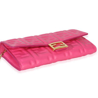 Fendi Pink Nappa Matisse FF Embossed Baguette Continental Wallet With Chain Handbag 5