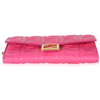 Fendi Pink Nappa Matisse FF Embossed Baguette Continental Wallet With Chain Handbag 6