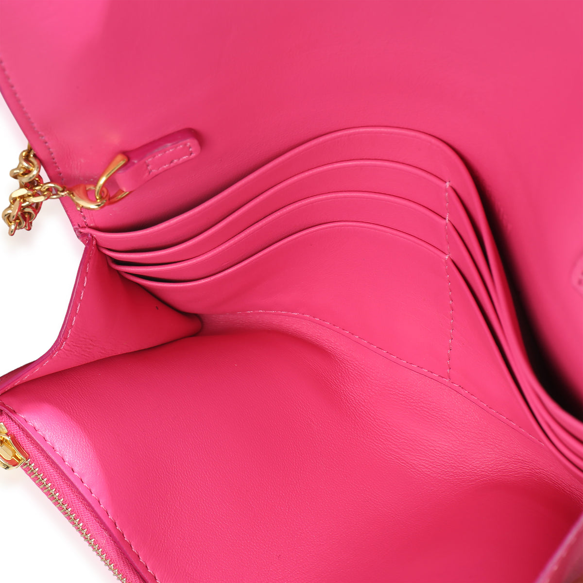 Fendi Pink Nappa Matisse FF Embossed Baguette Continental Wallet With Chain Handbag 9