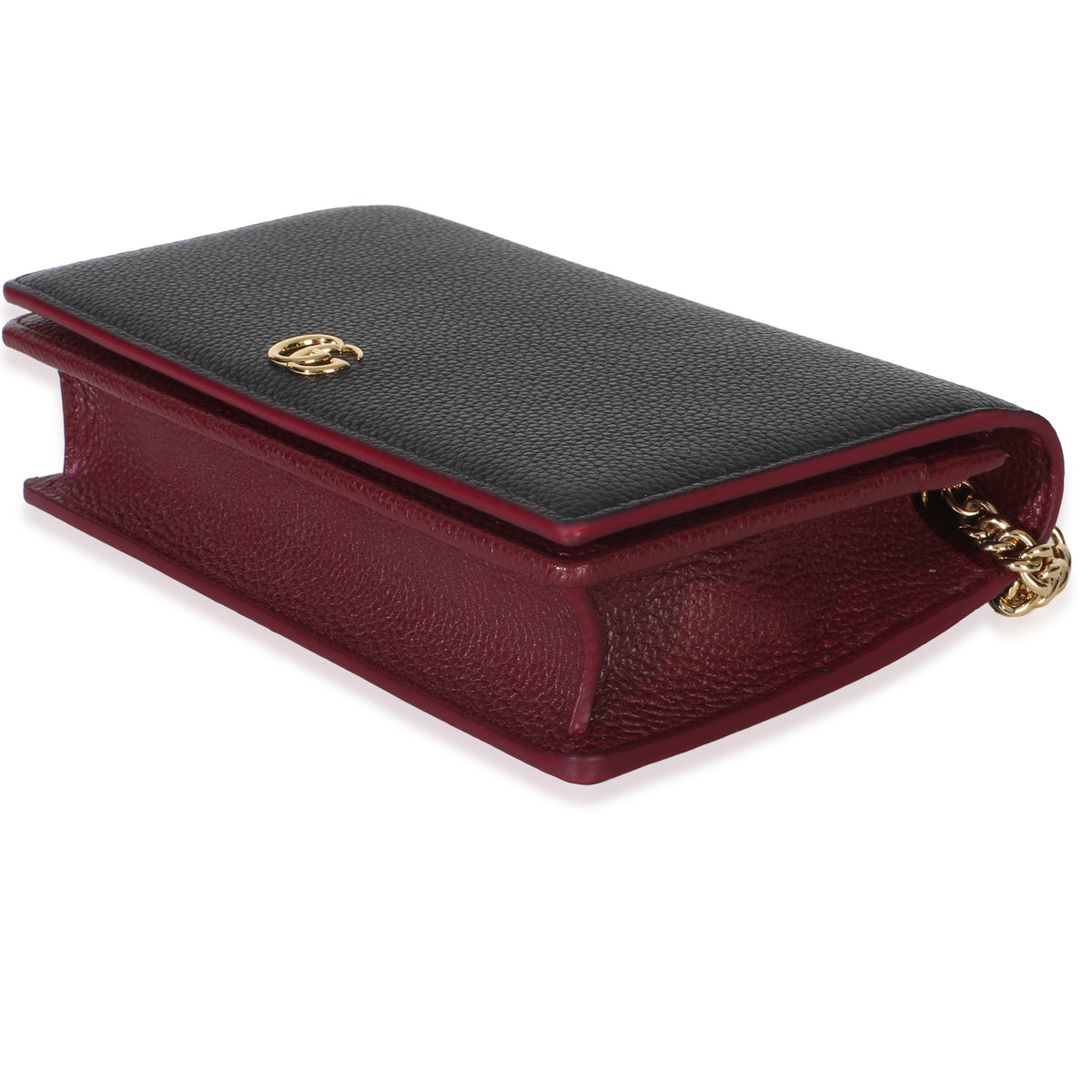 Gucci Black Red Dollar Calfskin GG Chain Wallet Handbag 5