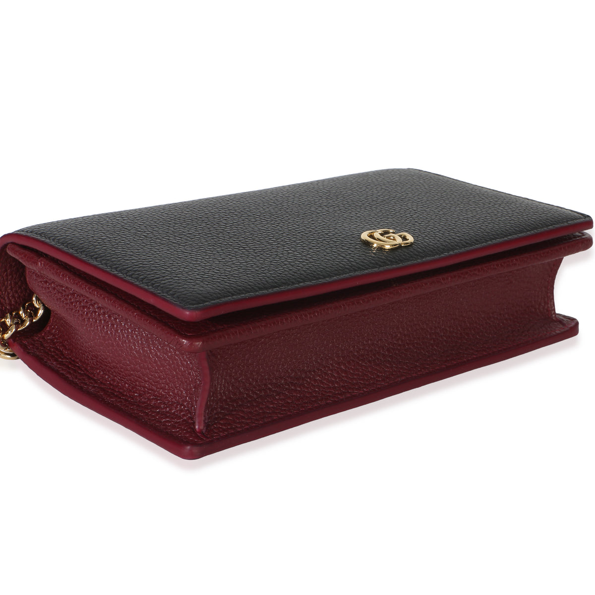 Gucci Black Red Dollar Calfskin GG Chain Wallet Handbag 6