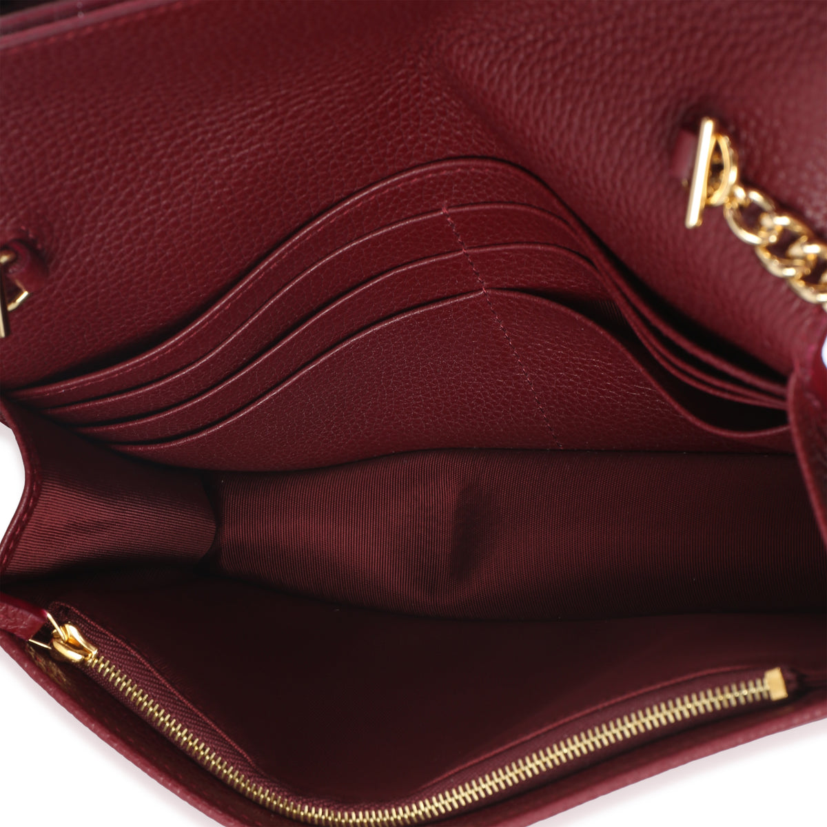 Gucci Black Red Dollar Calfskin GG Chain Wallet Handbag 7