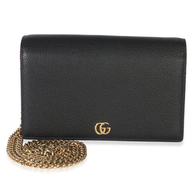 Gucci Black Red Dollar Calfskin GG Chain Wallet Handbag fv