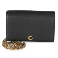 Gucci Black Red Dollar Calfskin GG Chain Wallet Handbag fv
