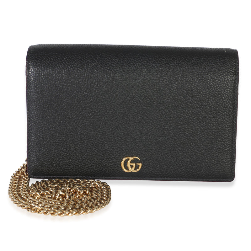 Gucci Black Red Dollar Calfskin GG Chain Wallet Handbag fv
