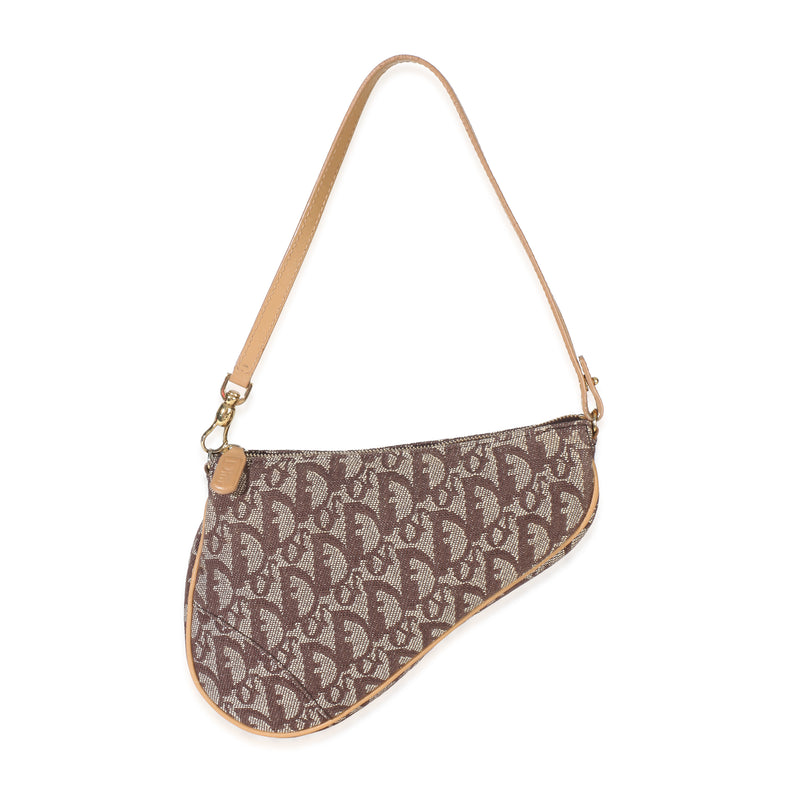 Christian Dior Vintage Brown Monogram Canvas Mini Saddle Pochette Handbag id