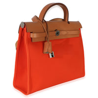 Hermès Orange Poppy Toile Vache Hunter Herbag Zip 31 PM PHW Handbag 3