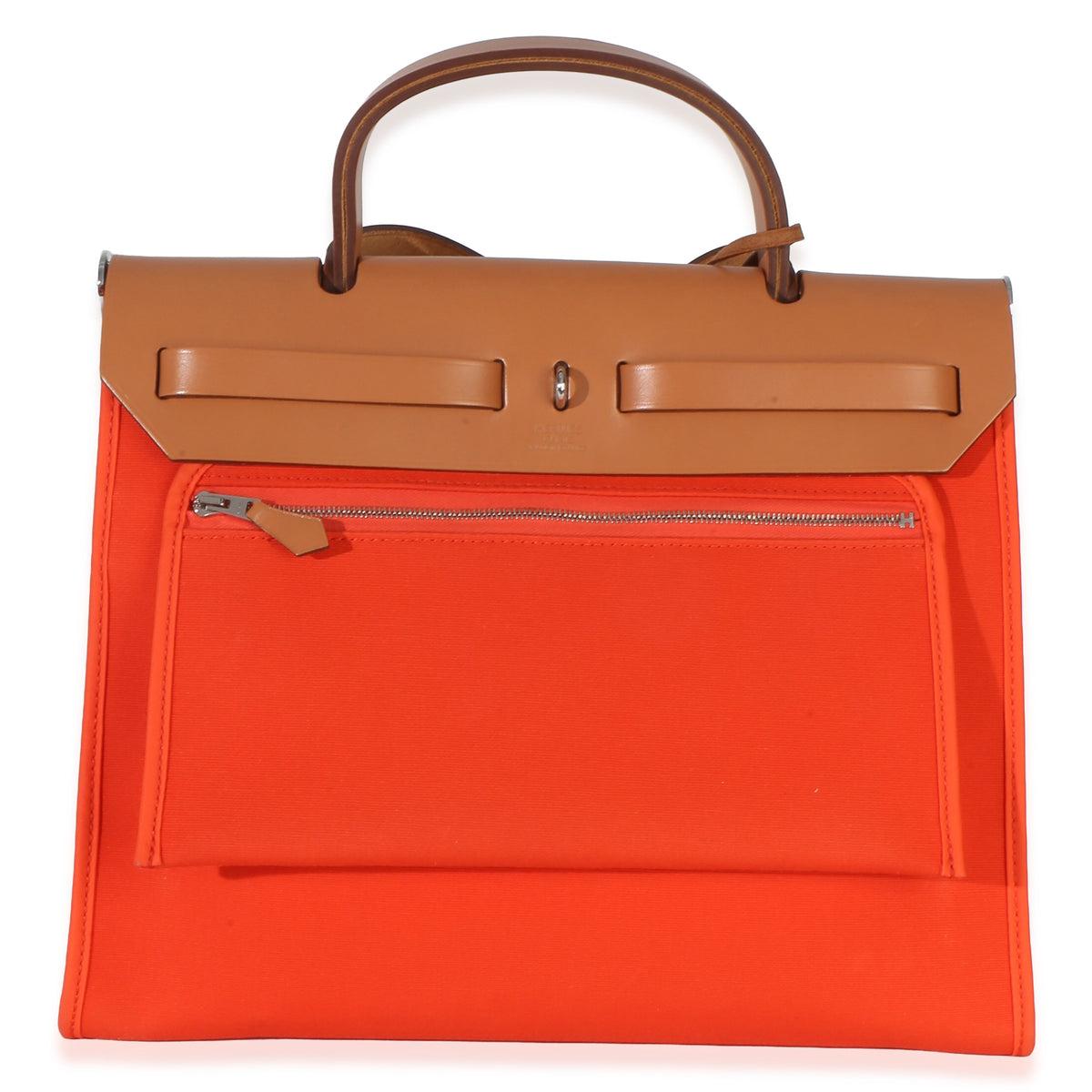 Hermès Orange Poppy Toile Vache Hunter Herbag Zip 31 PM PHW Handbag 4