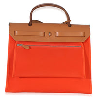 Hermès Orange Poppy Toile Vache Hunter Herbag Zip 31 PM PHW Handbag 4