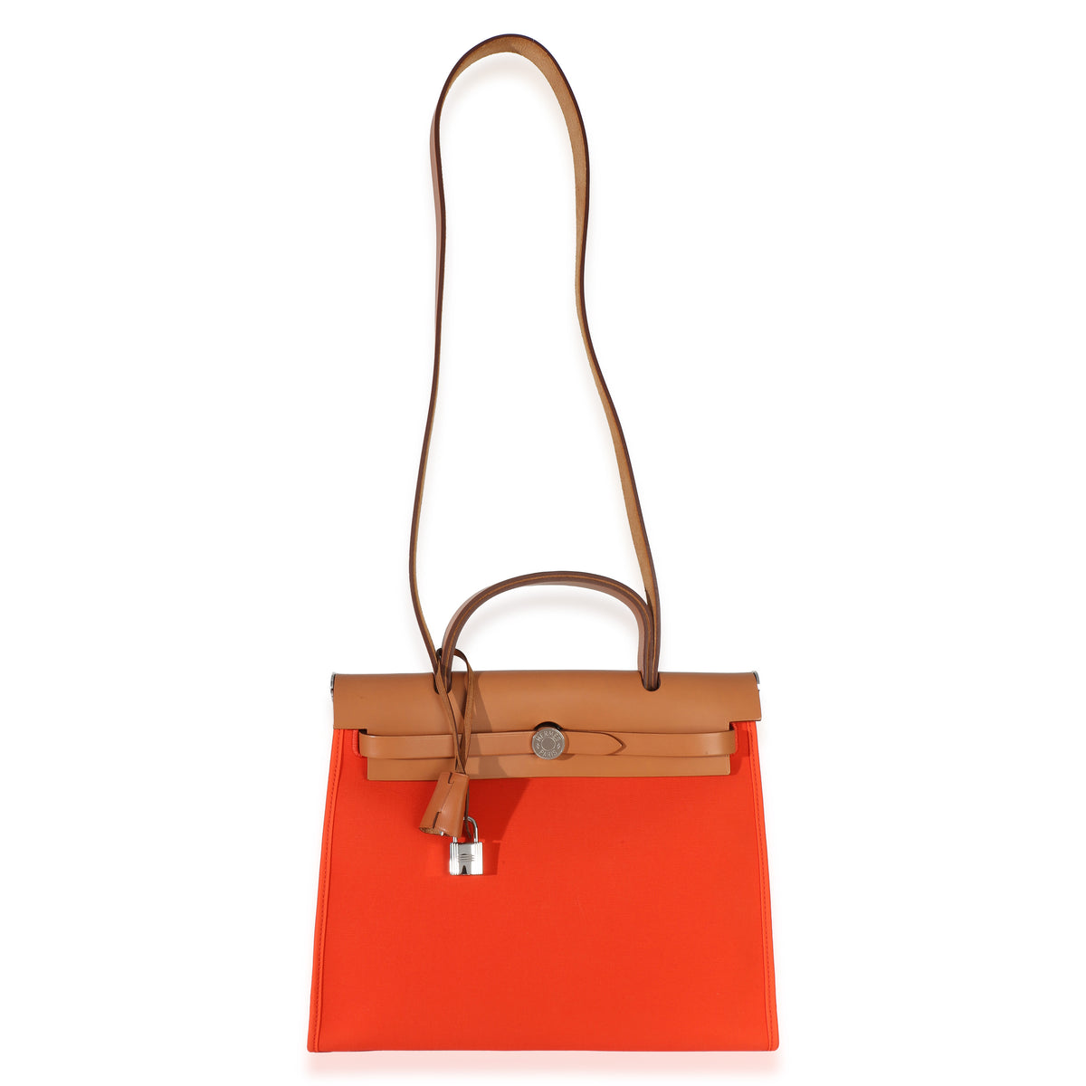 Hermès Orange Poppy Toile Vache Hunter Herbag Zip 31 PM PHW Handbag 8
