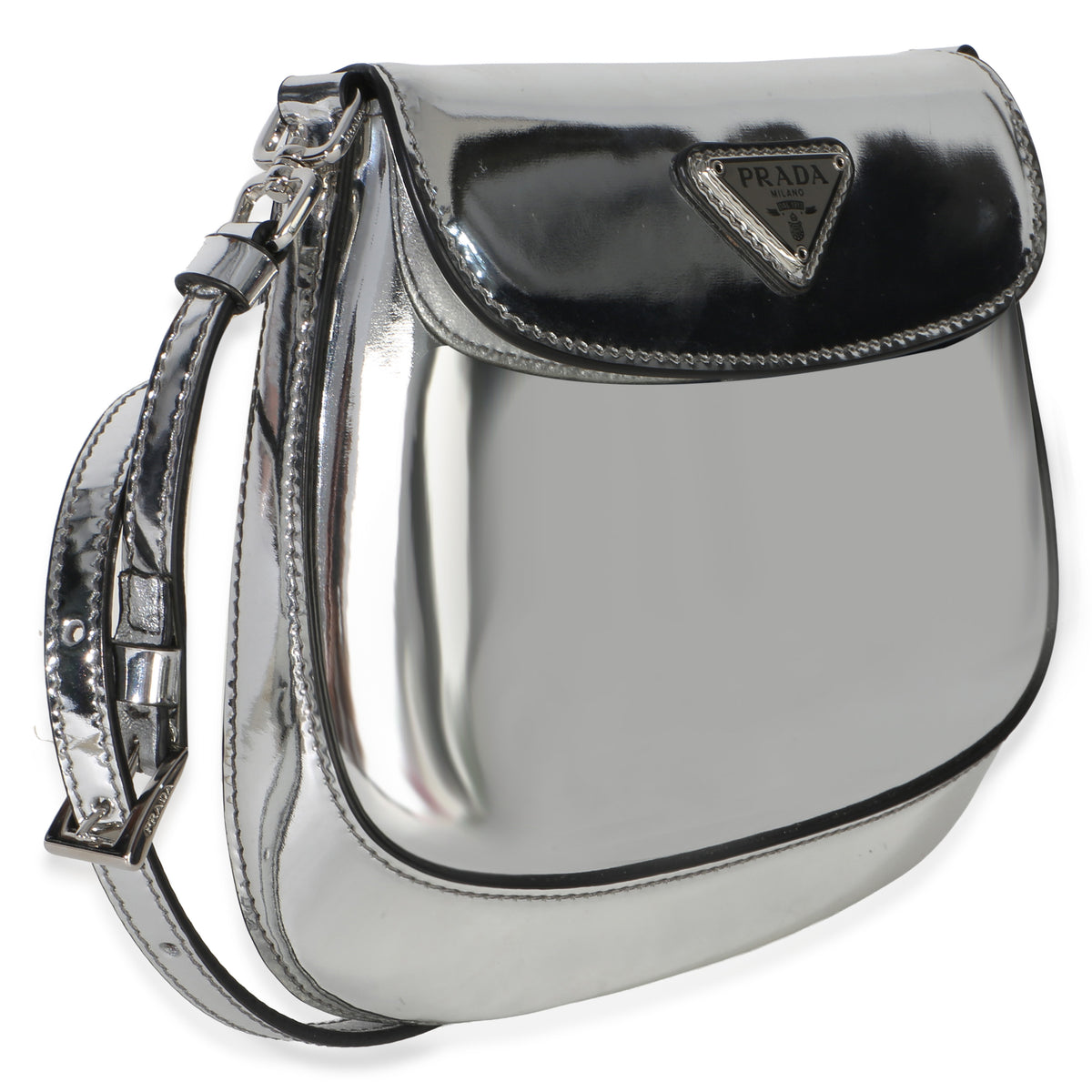 Prada Argento Spazzolato Mini Cleo Flap Bag Handbag 3