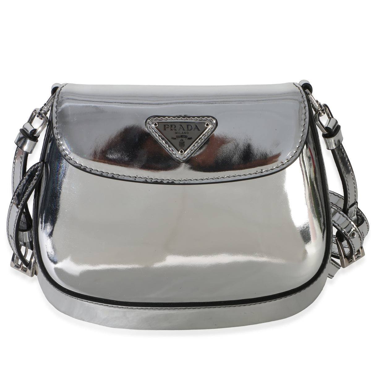Prada Argento Spazzolato Mini Cleo Flap Bag Handbag id