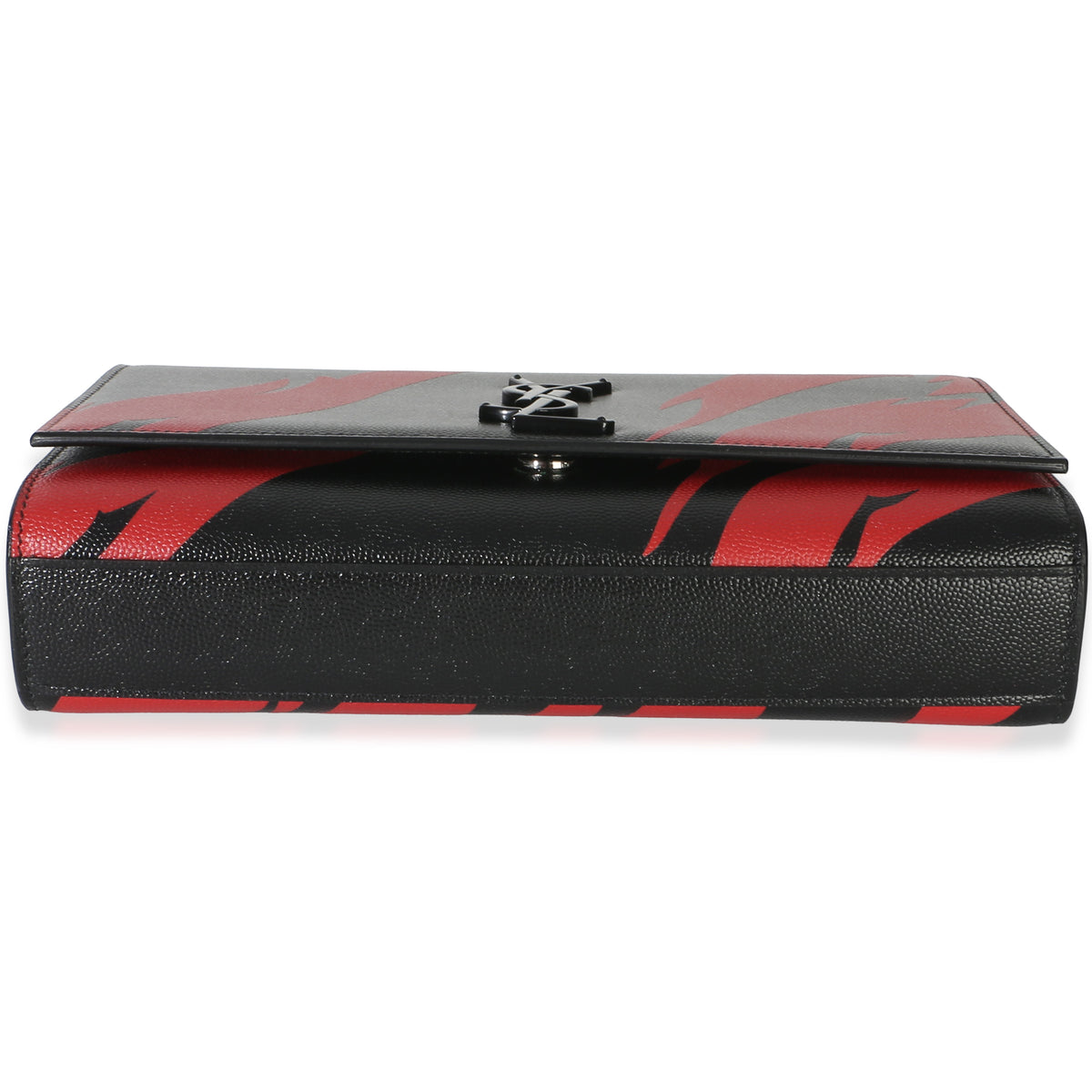 Saint Laurent Black Red Flame Grain De Poudre Medium Kate Chain Bag Handbag 5