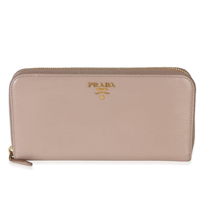 Prada Light Pink Vitello Move Zip Around Wallet Wallet fv