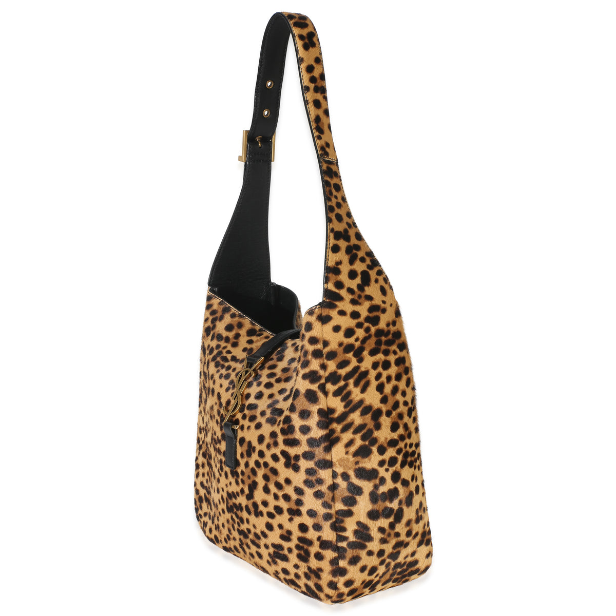 Saint Laurent Brown Pony Hair Nappa Leopard Print Small Le 5 A 7 Soft Hobo Handbag 2