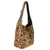 Saint Laurent Brown Pony Hair Nappa Leopard Print Small Le 5 A 7 Soft Hobo Handbag 3