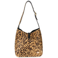 Saint Laurent Brown Pony Hair Nappa Leopard Print Small Le 5 A 7 Soft Hobo Handbag 4