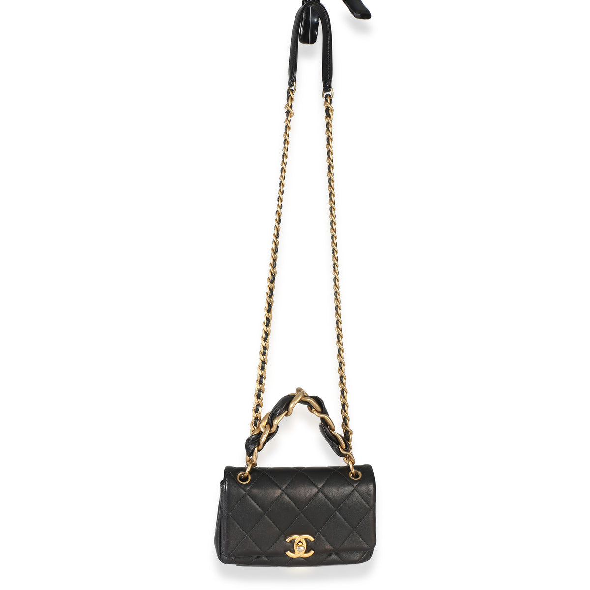 Chanel Black Quilted Lambkin Small Chain Is More Flap Bag Handbag 8