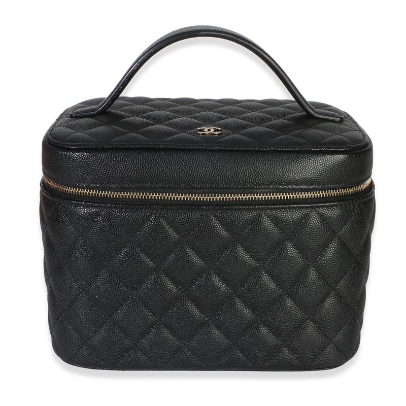 Chanel Black Quilted Caviar Large Vanity Pouch Handbag id