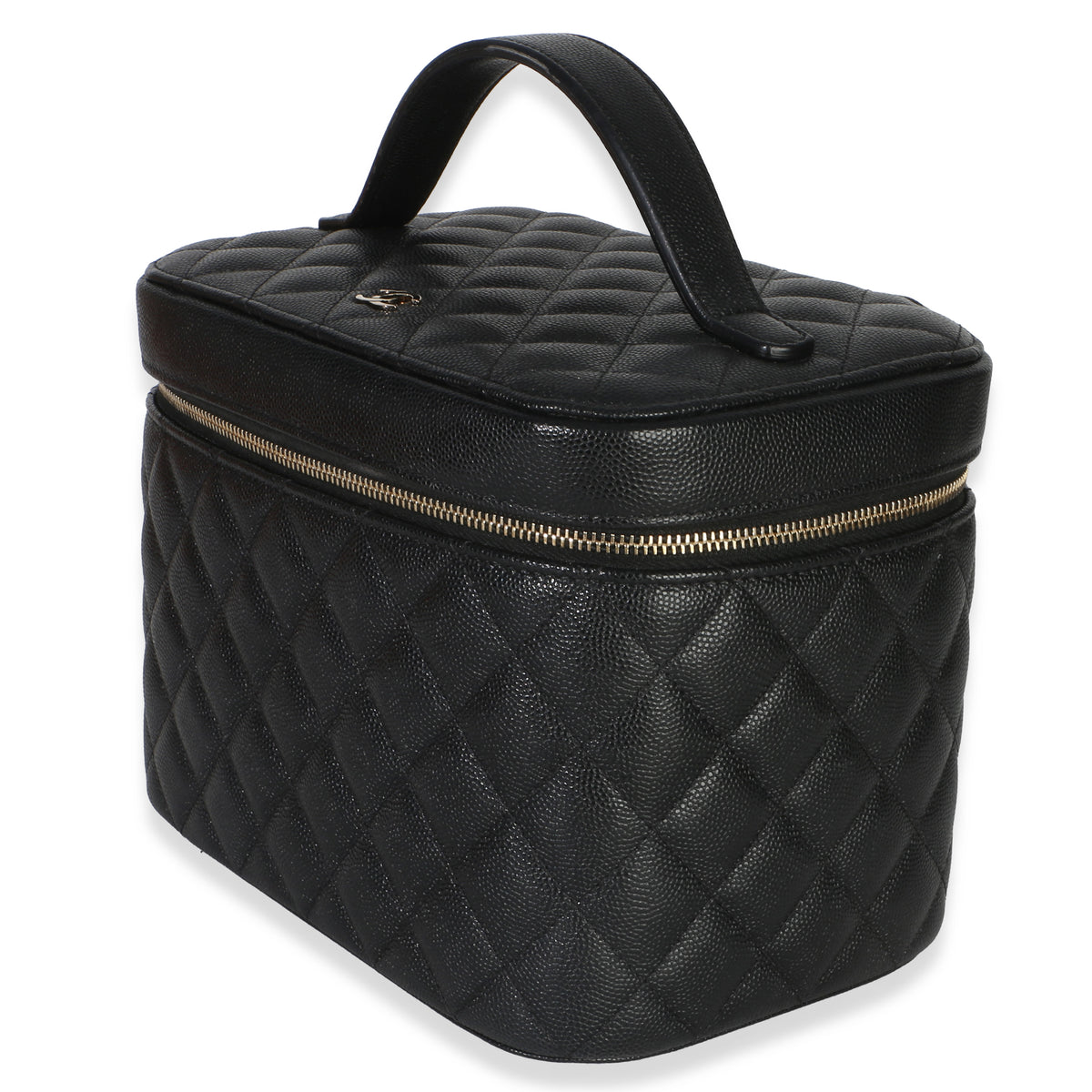 Chanel Black Quilted Caviar Large Vanity Pouch Handbag 2