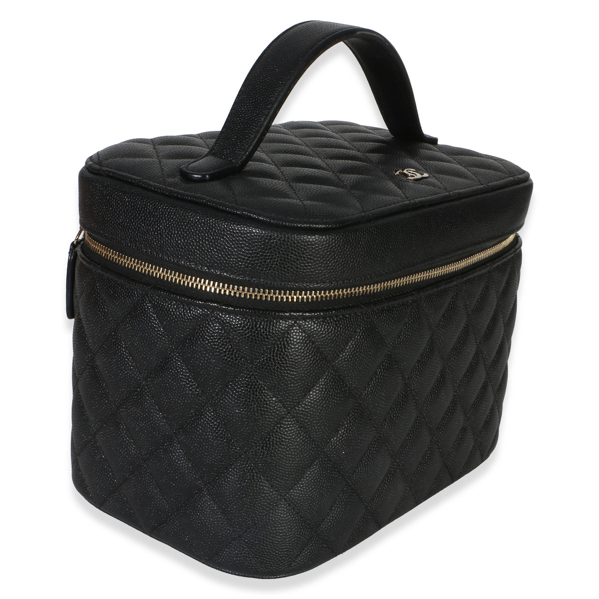 Chanel Black Quilted Caviar Large Vanity Pouch Handbag 3