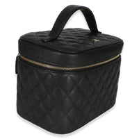 Chanel Black Quilted Caviar Large Vanity Pouch Handbag 3
