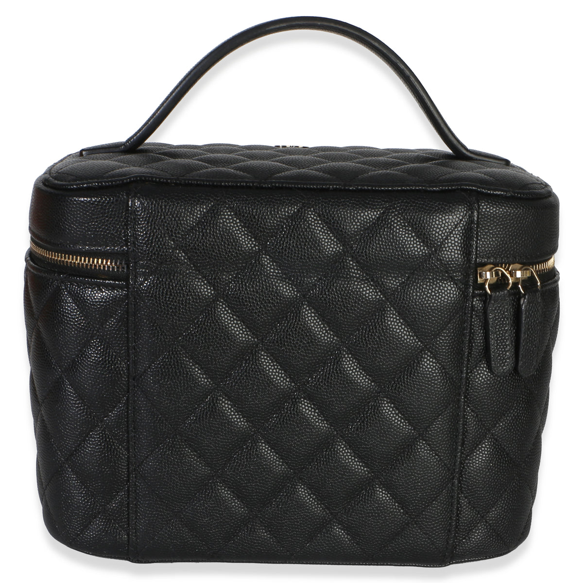 Chanel Black Quilted Caviar Large Vanity Pouch Handbag 4
