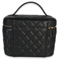 Chanel Black Quilted Caviar Large Vanity Pouch Handbag 4