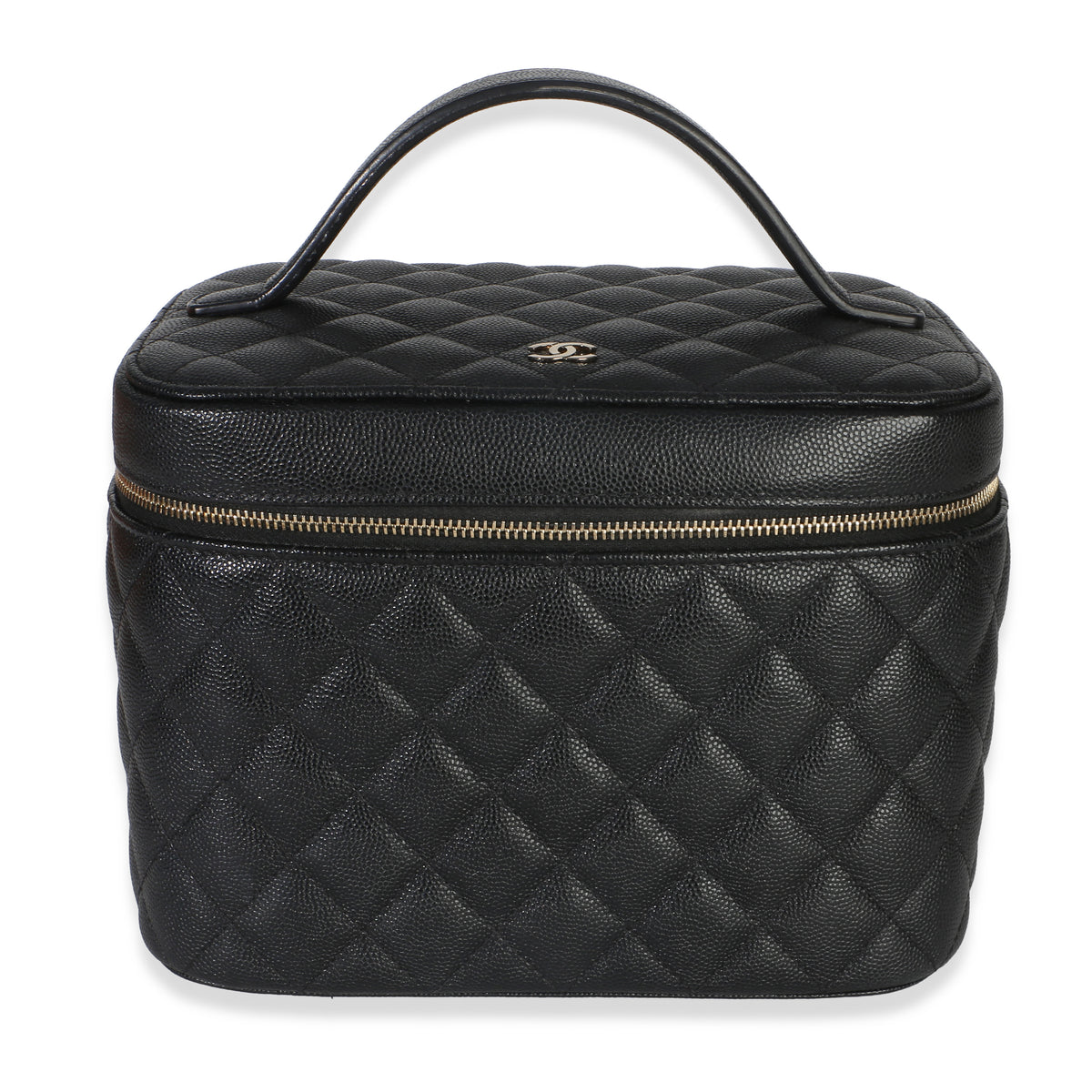 Chanel Black Quilted Caviar Large Vanity Pouch Handbag id