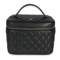 Chanel Black Quilted Caviar Large Vanity Pouch Handbag id