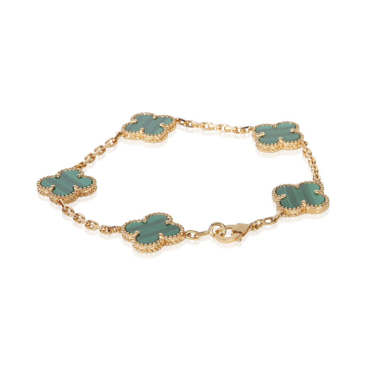 Van Cleef & Arpels Yellow Gold Malachite Vintage Alhambra Bracelet 3