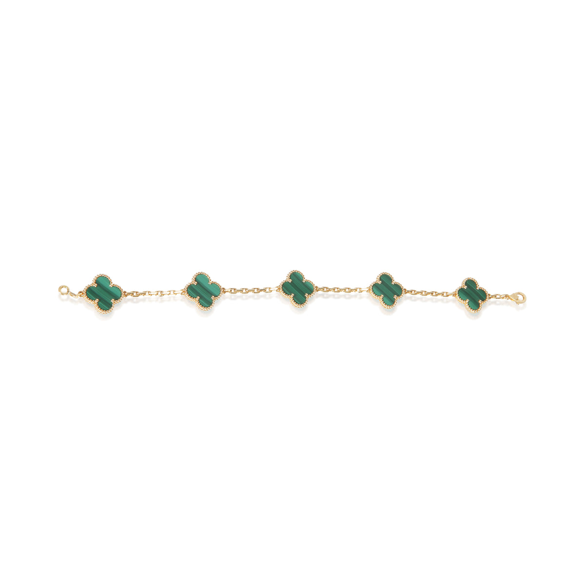 Van Cleef & Arpels Yellow Gold Malachite Vintage Alhambra Bracelet 5