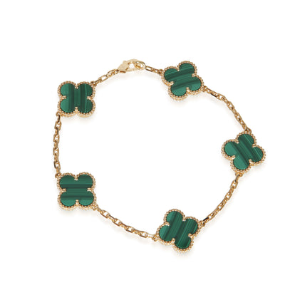 Van Cleef & Arpels Yellow Gold Malachite Vintage Alhambra Bracelet fv