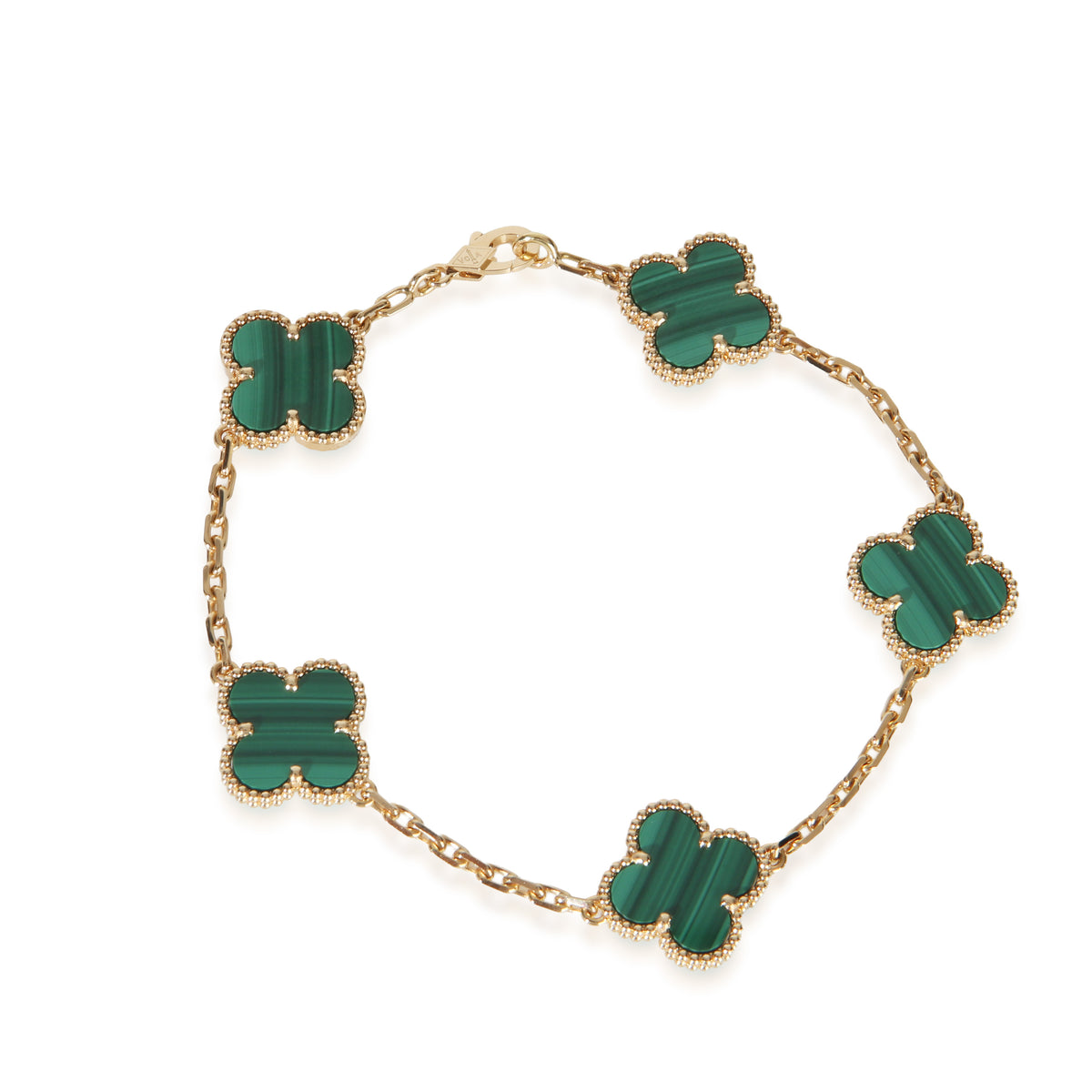 Van Cleef & Arpels Yellow Gold Malachite Vintage Alhambra Bracelet fv