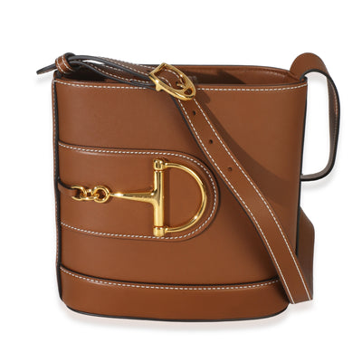 Gucci Brown Smooth Calfskin Hasler Horsebit 73 Small Bucket Handbag id