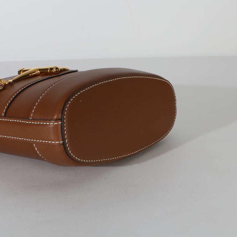 Gucci Brown Smooth Calfskin Hasler Horsebit 73 Small Bucket Handbag id