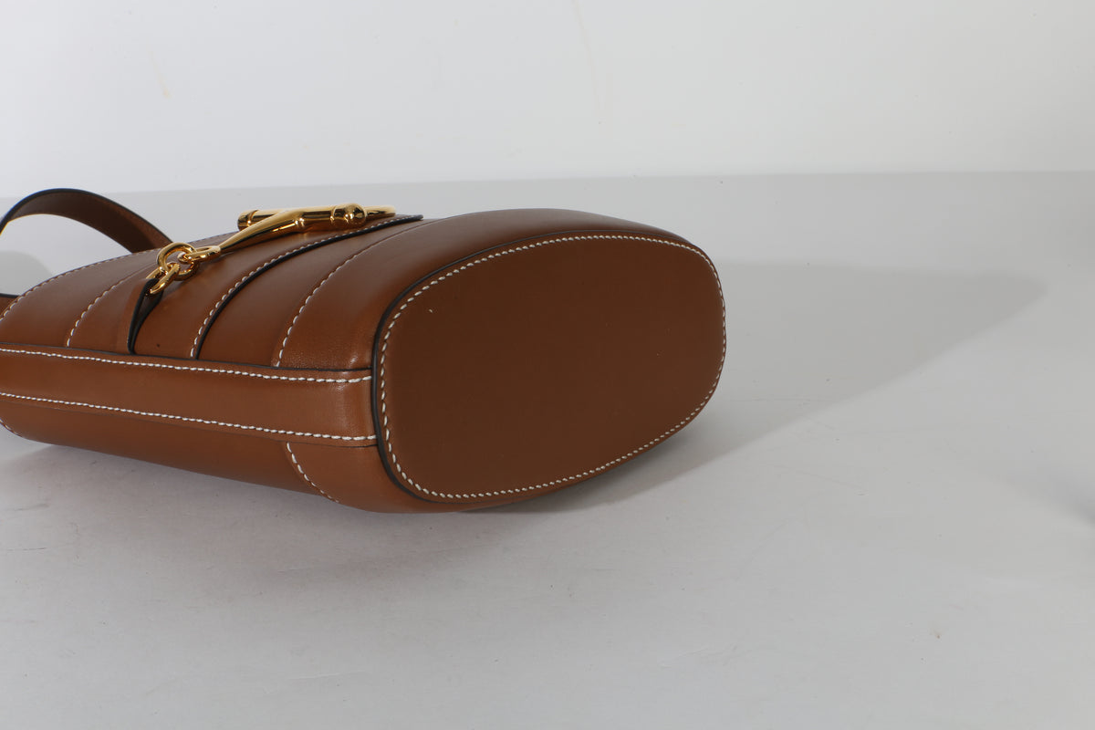 Gucci Brown Smooth Calfskin Hasler Horsebit 73 Small Bucket Handbag id