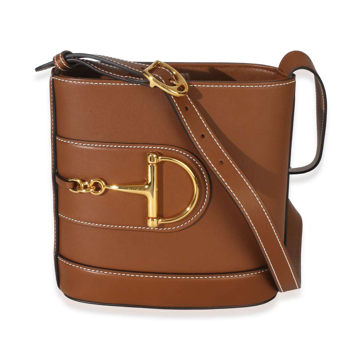 Gucci Brown Smooth Calfskin Hasler Horsebit 73 Small Bucket Handbag id