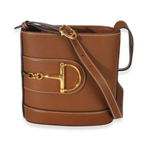 Gucci Brown Smooth Calfskin Hasler Horsebit 73 Small Bucket Handbag id